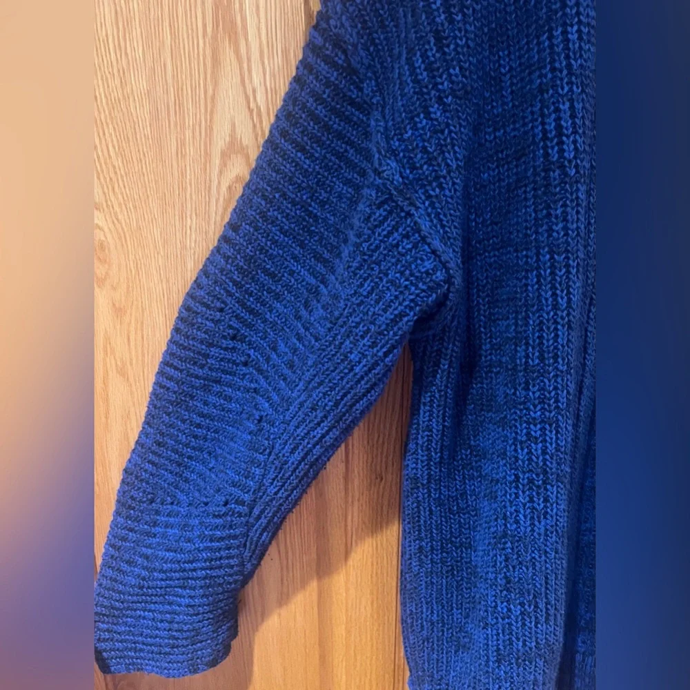 Free People High Hopes Chunky Knit Open‎ Front Cardigan in Blue Combo Size Large
